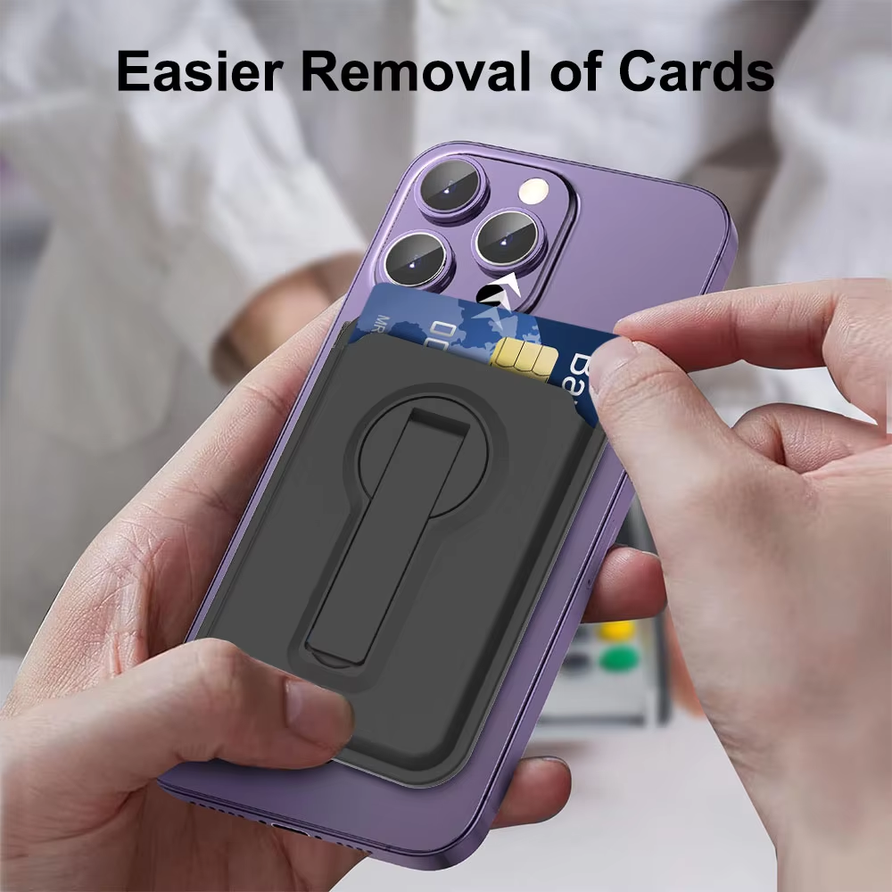 With Kickstand MagSafe Magnetic, RFID Blocking Back Mobile Phone Card Holder With Kickstand MagSafe Magnetic, RFID Blocking Back Mobile Phone Card Holder